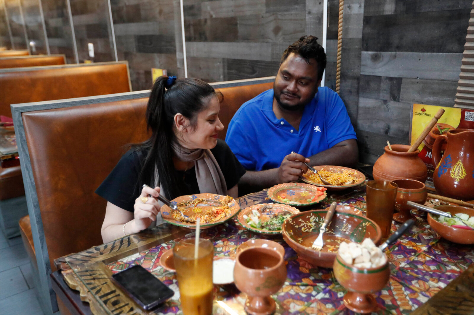 Enjoying a meal at Clay Handi